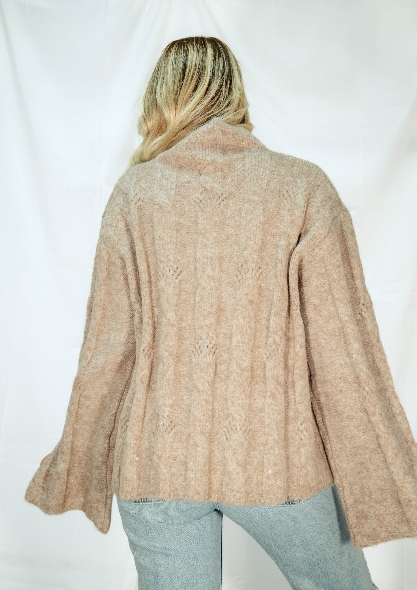 Mock Neck Side Slit Sleeve Sweater