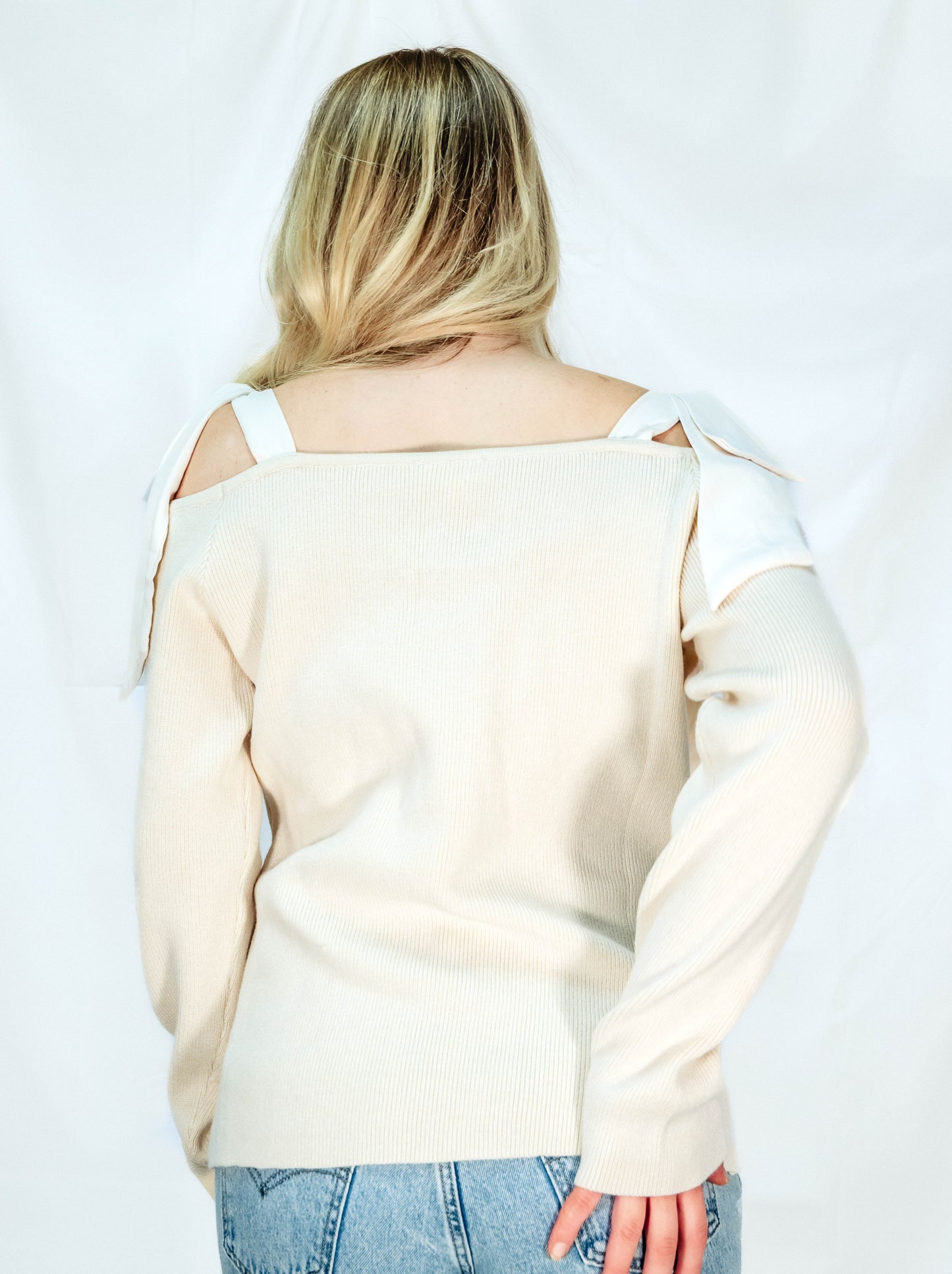 Ribbed Knit Bow Sweater