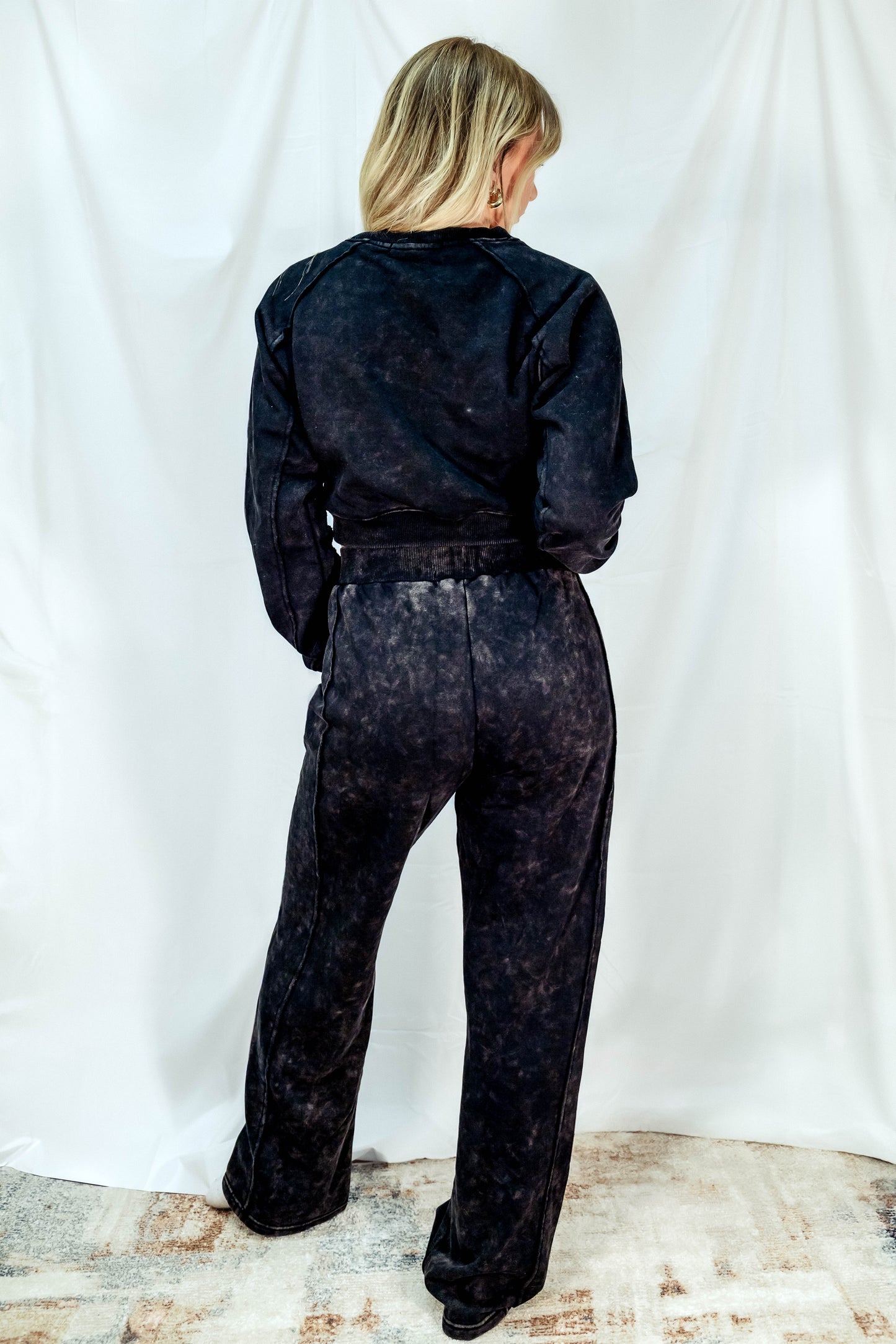 Washed Sweatshirt and Pants Set