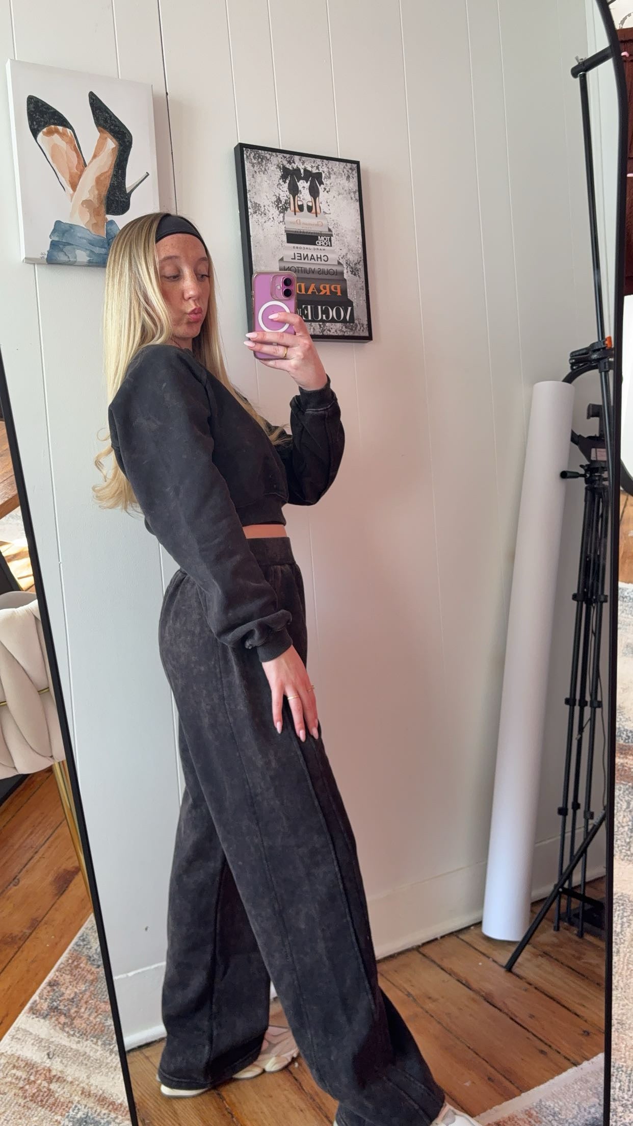 Washed Sweatshirt and Pants Set