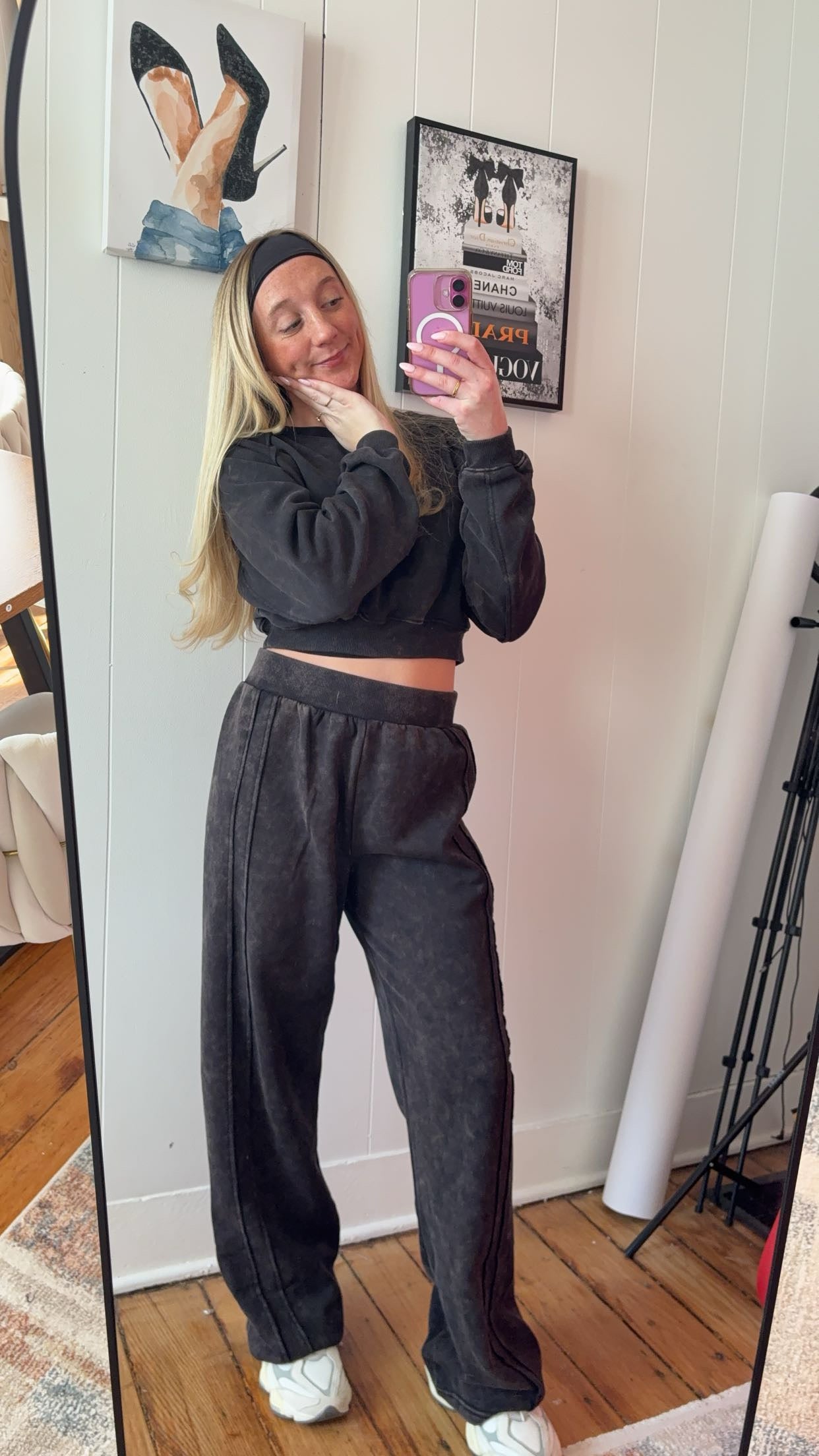 Washed Sweatshirt and Pants Set