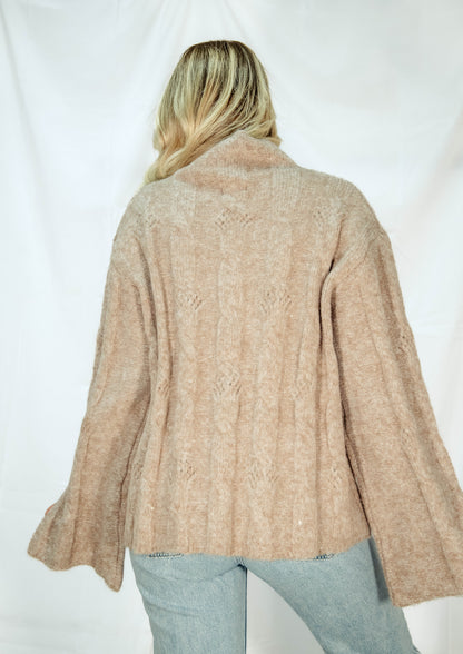 Mock Neck Side Slit Sleeve Sweater