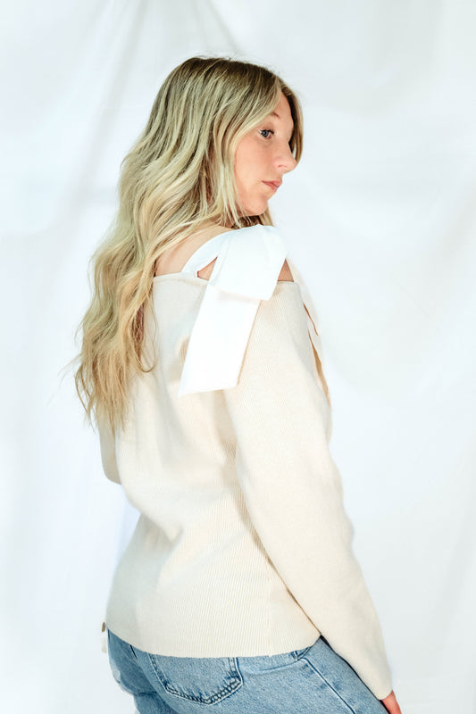 Ribbed Knit Bow Sweater