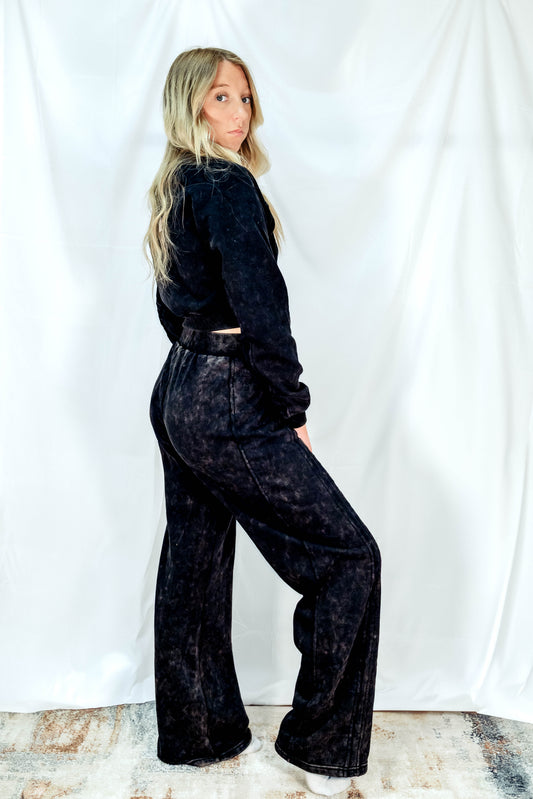 Washed Sweatshirt and Pants Set