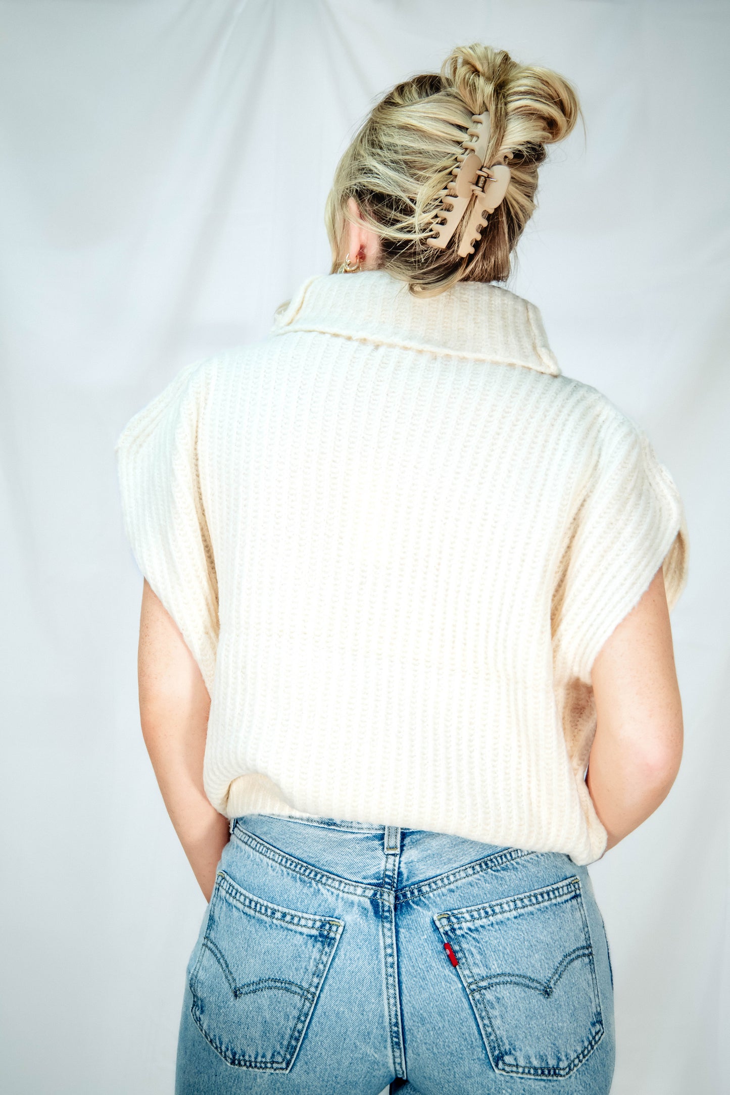 Knit Ribbed Turtleneck Sweater Vest