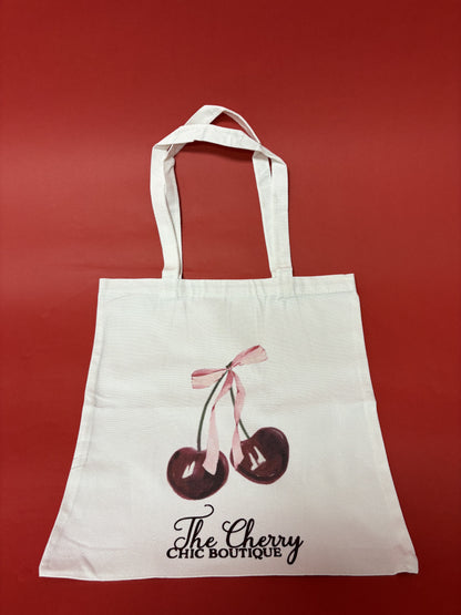 Cherry Bow Canvas Tote