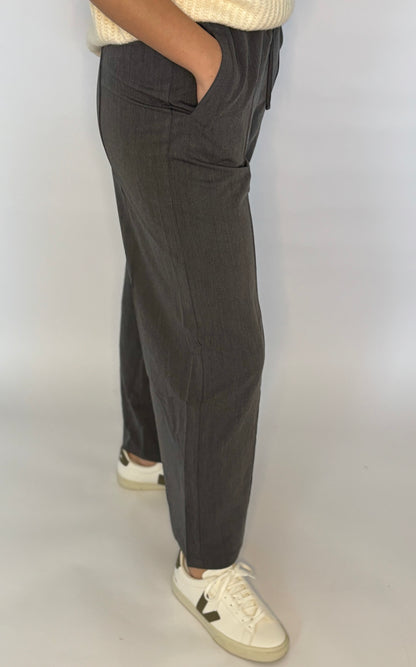 Solid Woven Wide-Leg Drawstring Pants