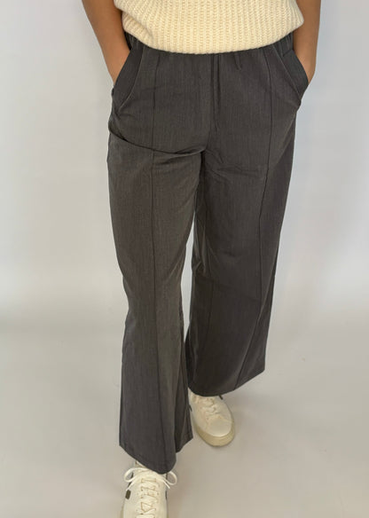 Solid Woven Wide-Leg Drawstring Pants