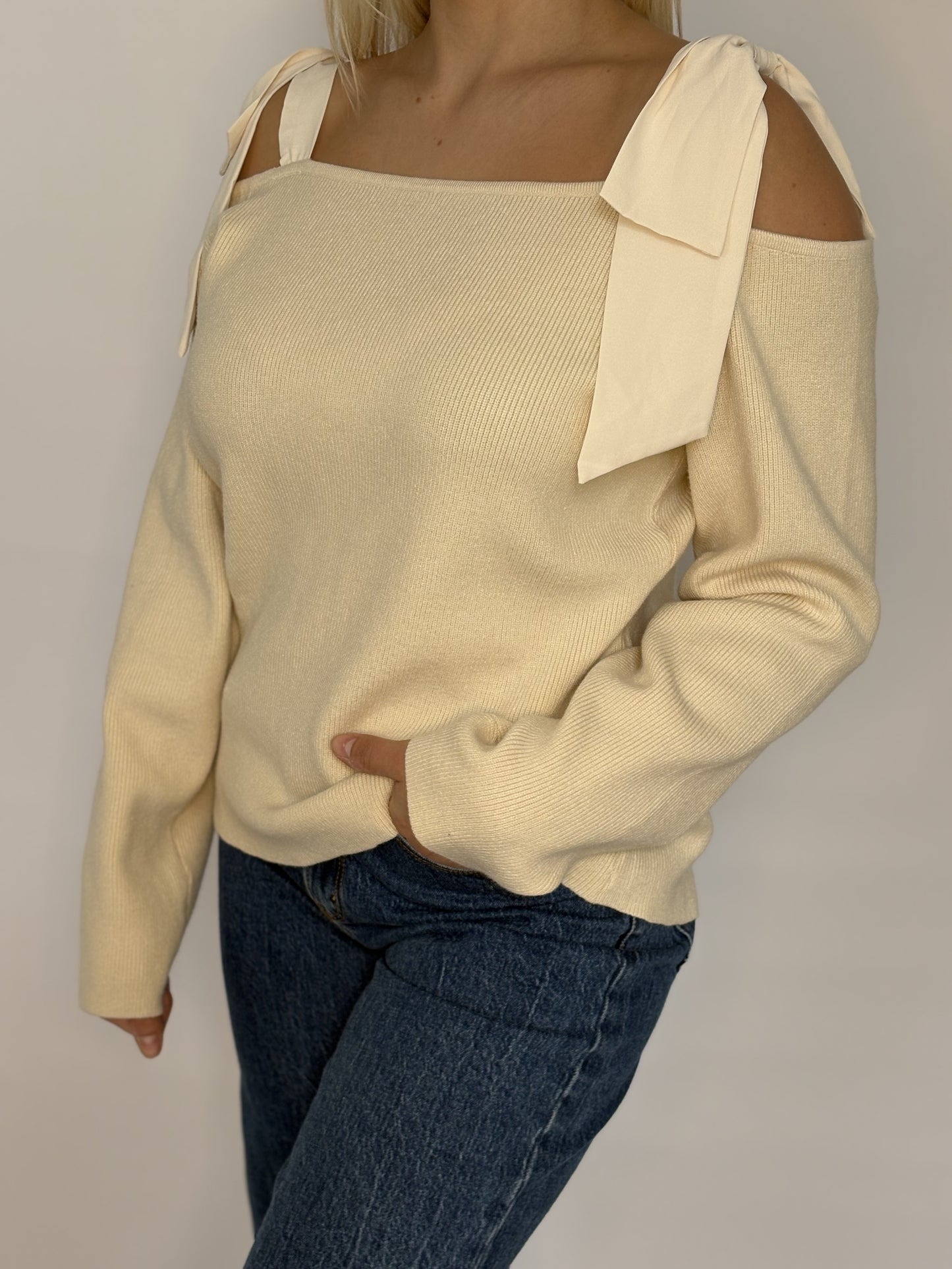 Ribbed Knit Bow Sweater