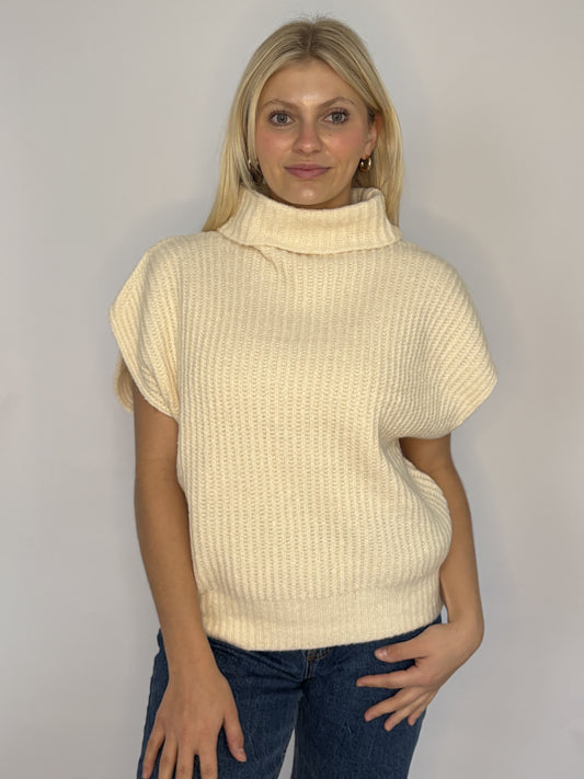 Knit Ribbed Turtleneck Sweater Vest