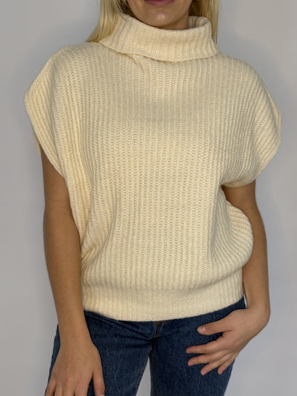 Knit Ribbed Turtleneck Sweater Vest